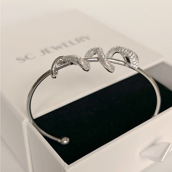 Snake Bangle Silver Bracelet Luxury Bracelet Jewelry Platinum Plated - Picture 6 of 13